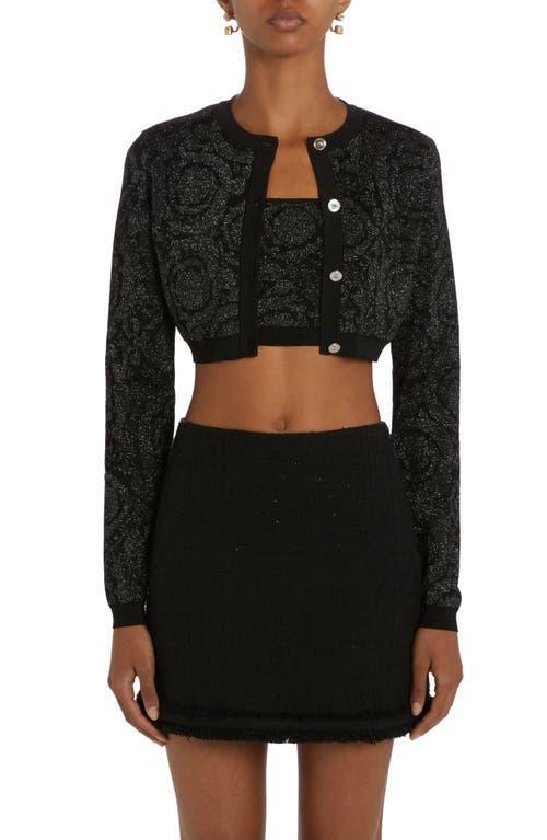 Versace Barocco Metallic Jacquard Crop Cardigan Product Image