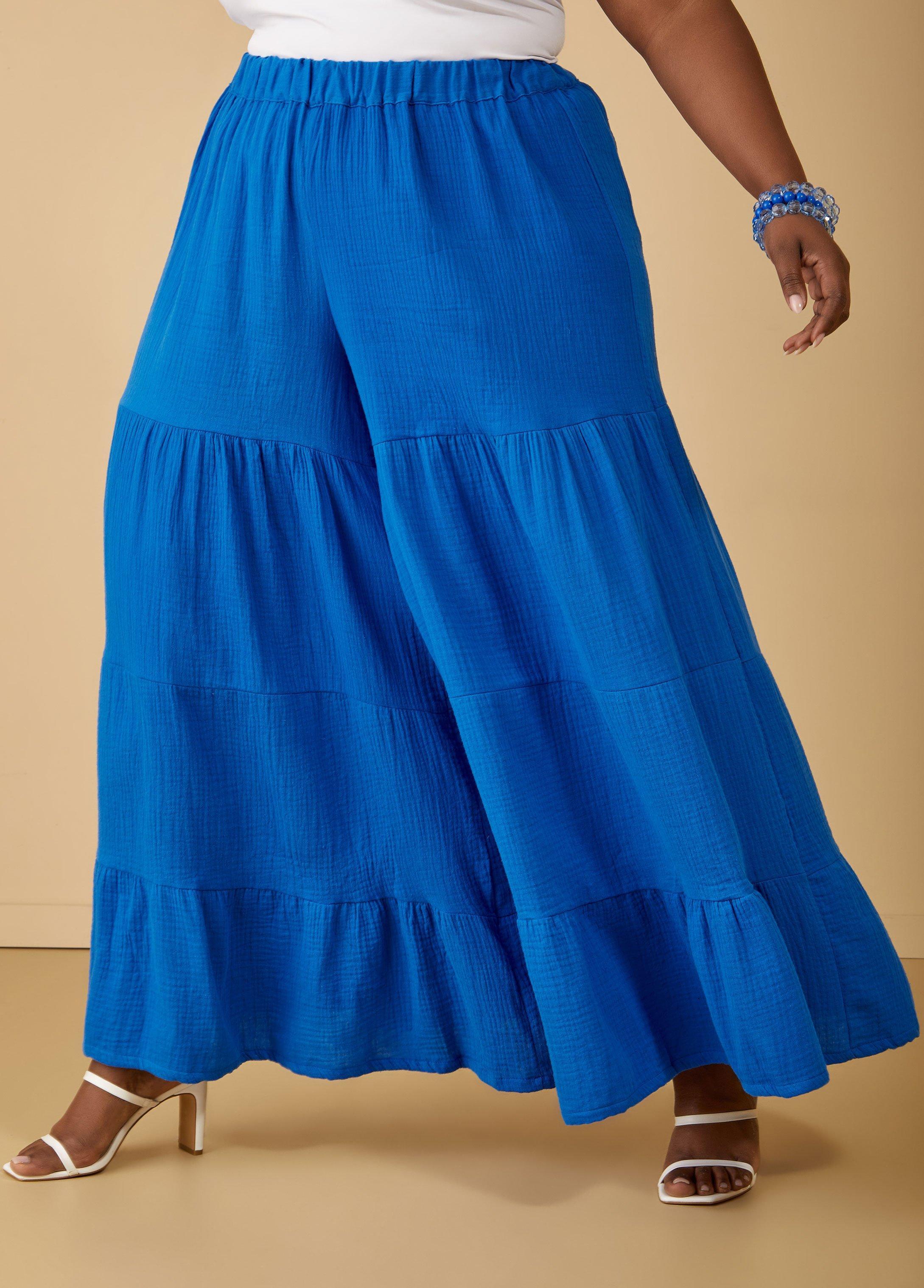 Flounced Gauze Wide Leg Pants Product Image