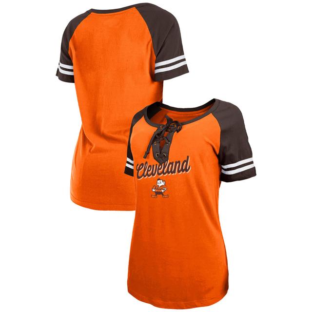 Womens New Era /Brown Cleveland Browns Legacy Lace-Up Raglan T-Shirt Product Image