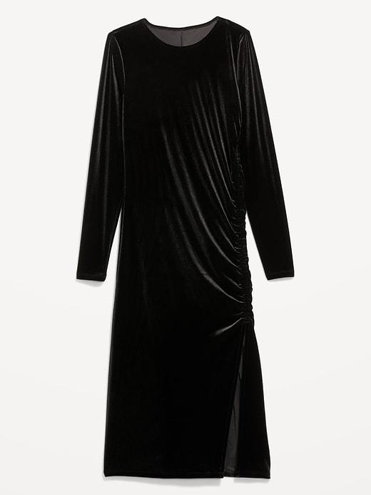 Ruched Velvet Midi Dress Product Image