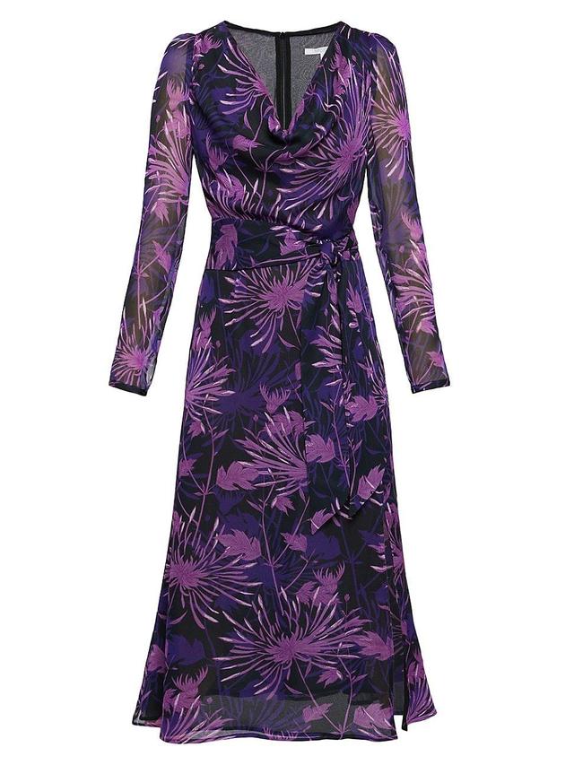 Womens Floral Cowlneck Midi-Dress Product Image