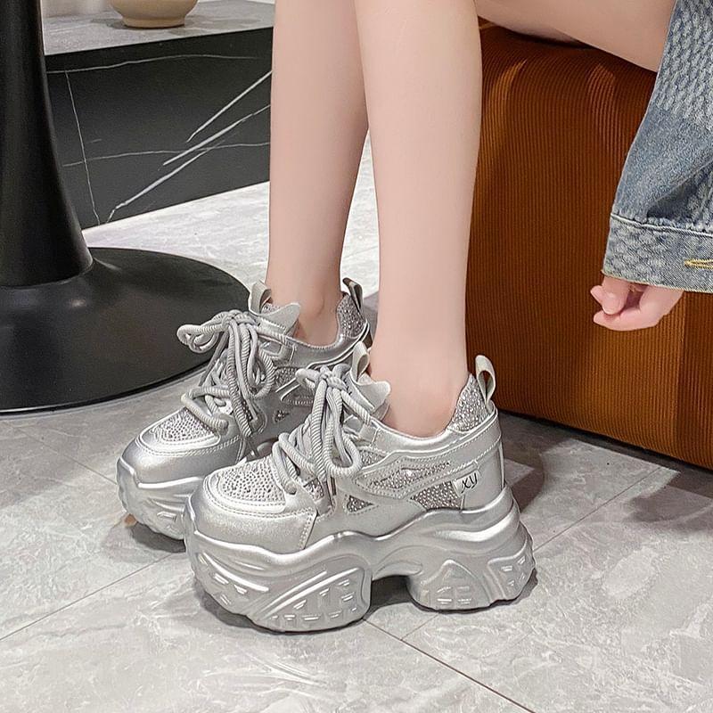 Rhinestone Platform Sneakers product image