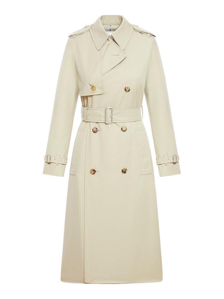 BURBERRY Double Breasted Belted Trench Coat In Beige product image