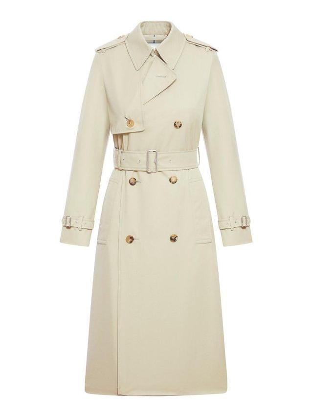 BURBERRY Double Breasted Belted Trench Coat In Beige Product Image