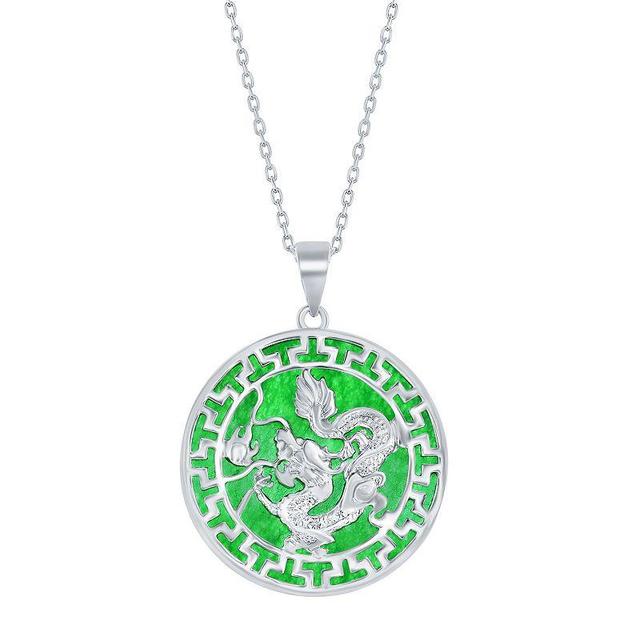 Argento Bella Sterling Silver Green Quartz Dragon Design Pendant Necklace, Womens Product Image