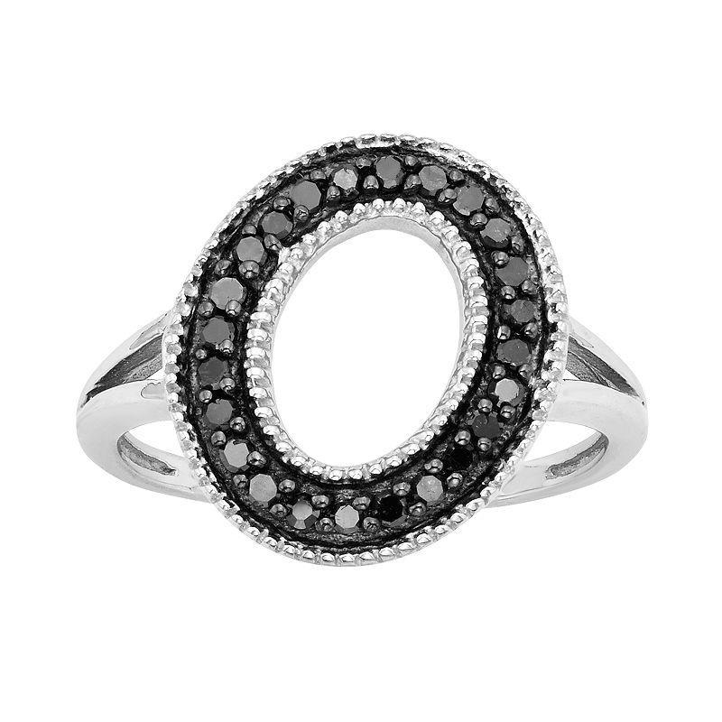 Jewelexcess Sterling Silver 1/4-ct. T.W. Black Diamond Initial Ring, Womens Product Image