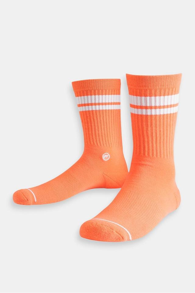 Fabletics Men The Crew Sock male Orange Burst White Stripe Size L/Xl Product Image