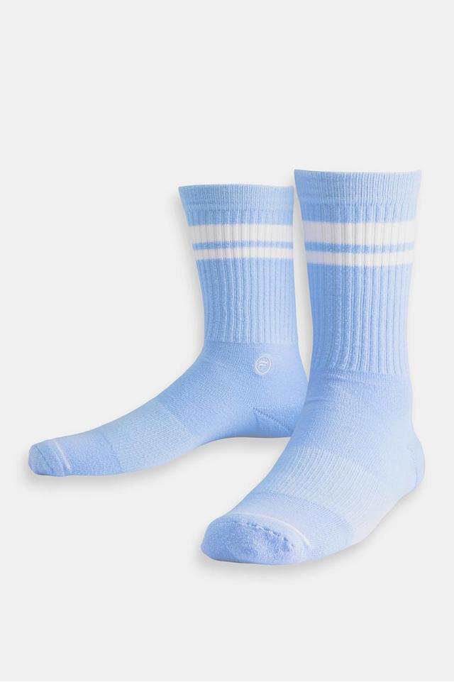 Fabletics Men The Crew Sock male Vapor Blue White Stripe Size L/Xl Product Image