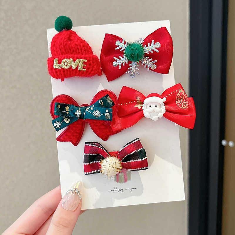 Set of 5: Christmas Bow / Floral / Beanie Hair Clip (Various Designs) Product Image