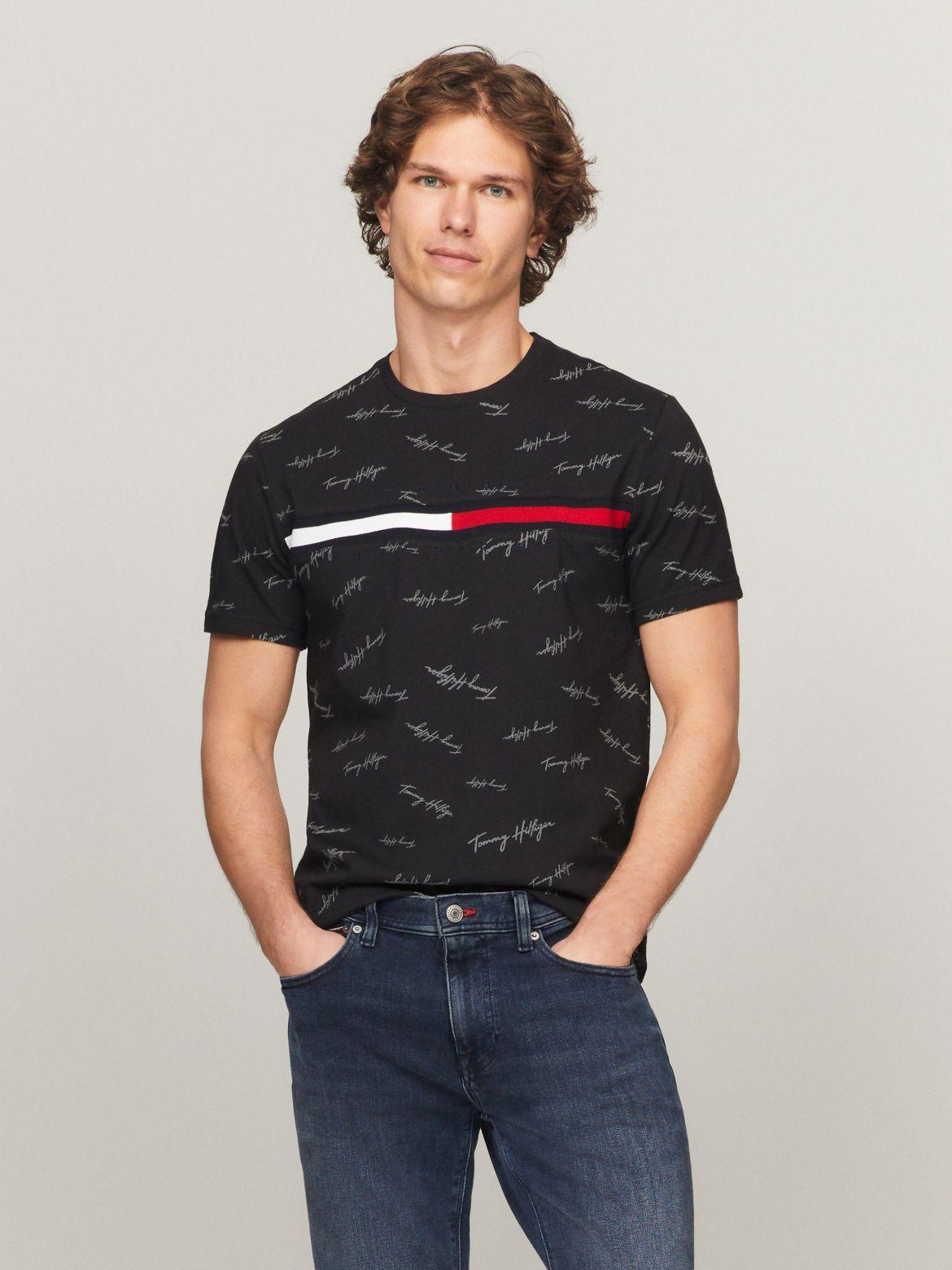 Tommy Hilfiger Men's Signature Flag Stripe Logo T-Shirt Product Image