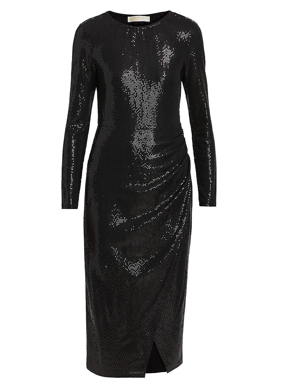 Womens Sequined Shirred Jersey Cocktail Dress Product Image