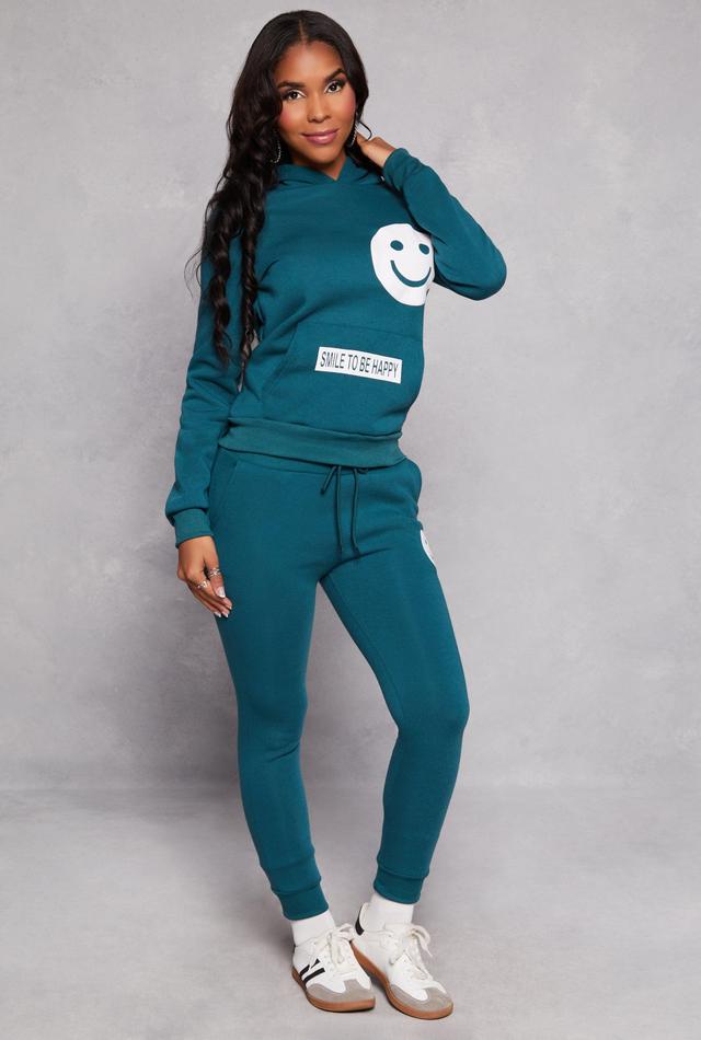 Womens Fleece Smiley Graphic Drawstring Joggers Product Image