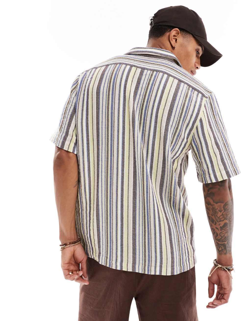 Cotton On relaxed shirt in retro gauze stripe  Product Image