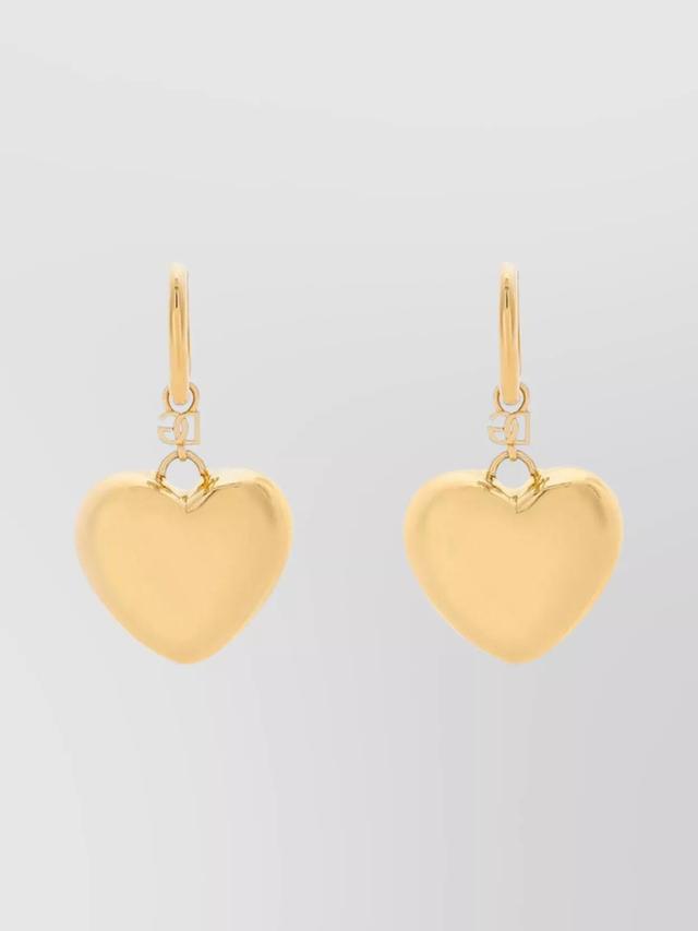 DOLCE & GABBANA Heart Drop Earrings Pair In Metallic Product Image