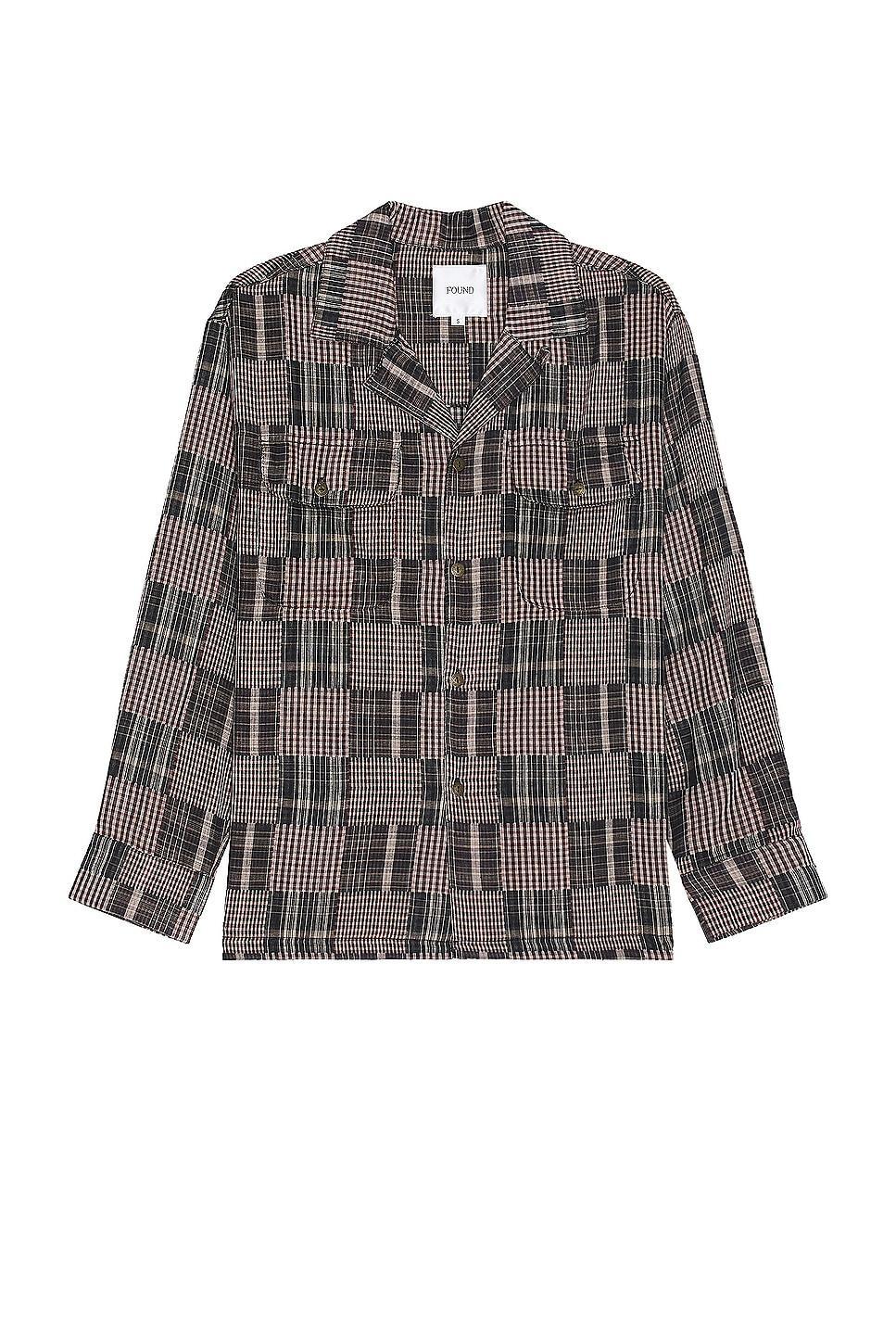 Found Multi Flannel Long Sleeve Camp Shirt Black. (also in L, S, XL/1X). Product Image