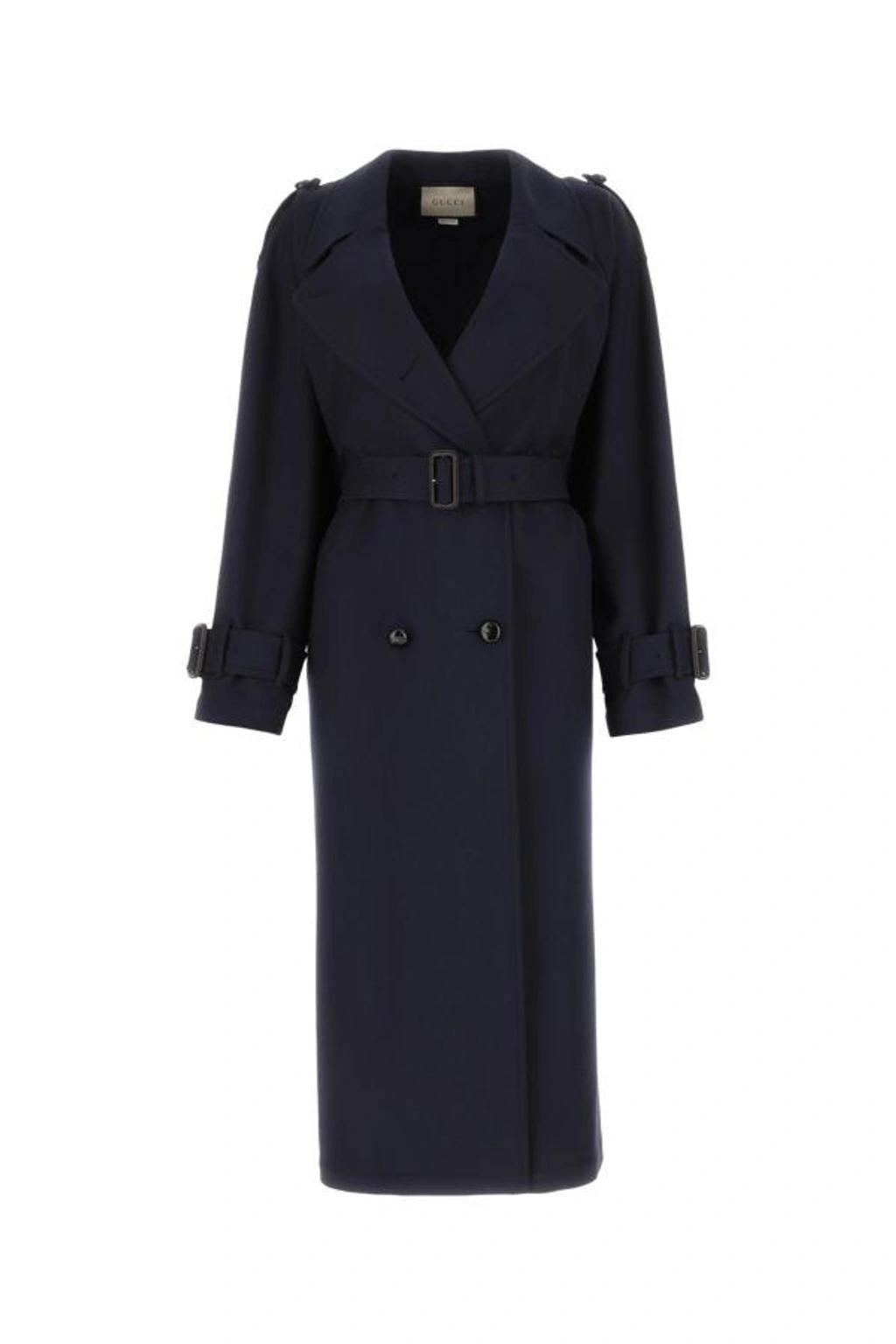 GUCCI Wool Comfort Trench Coat In Blue Product Image