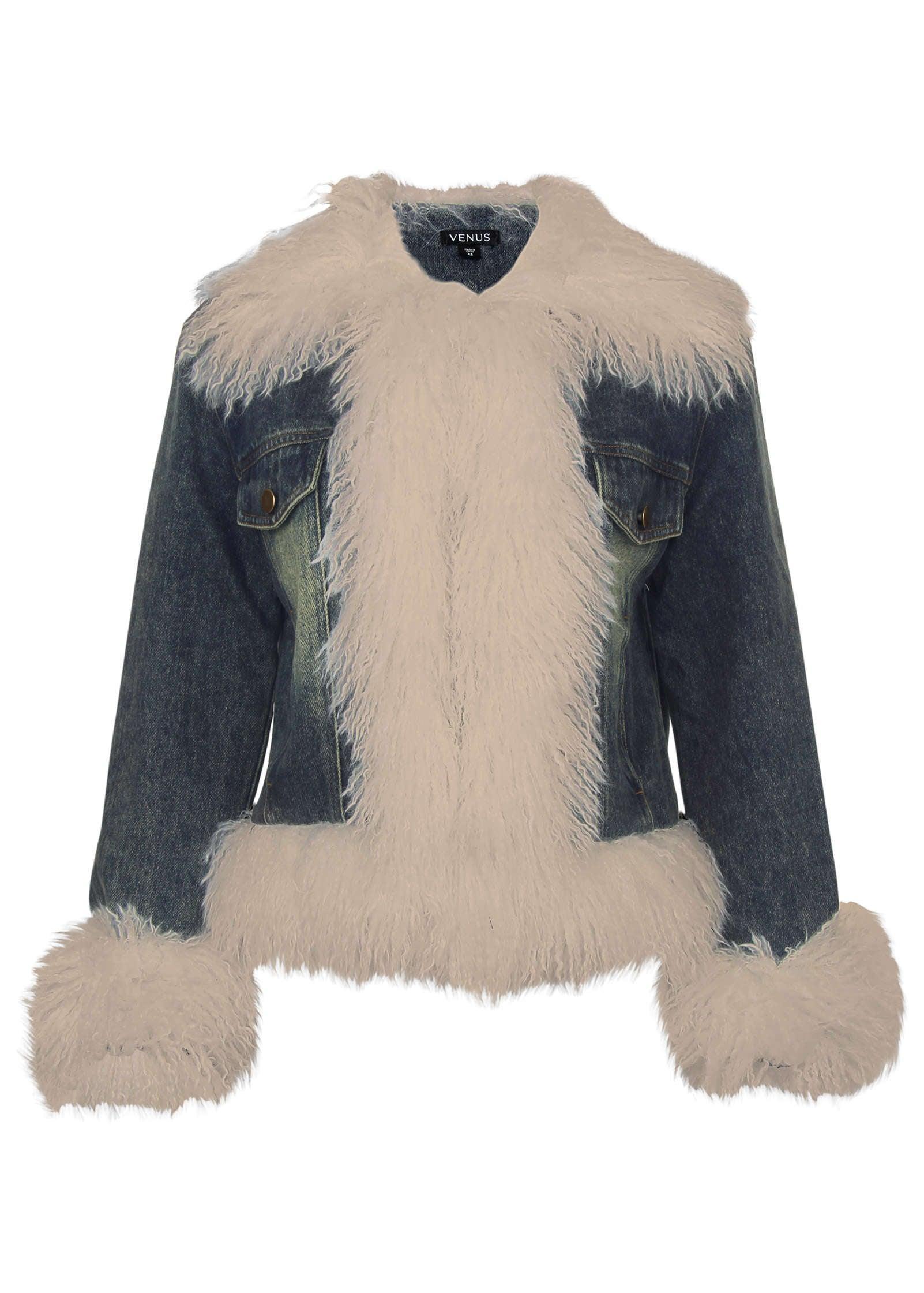 Denim Shearling Jacket - Dark Wash Product Image