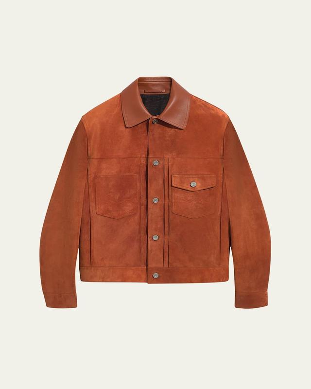 Mens Suede Trucker Jacket Product Image