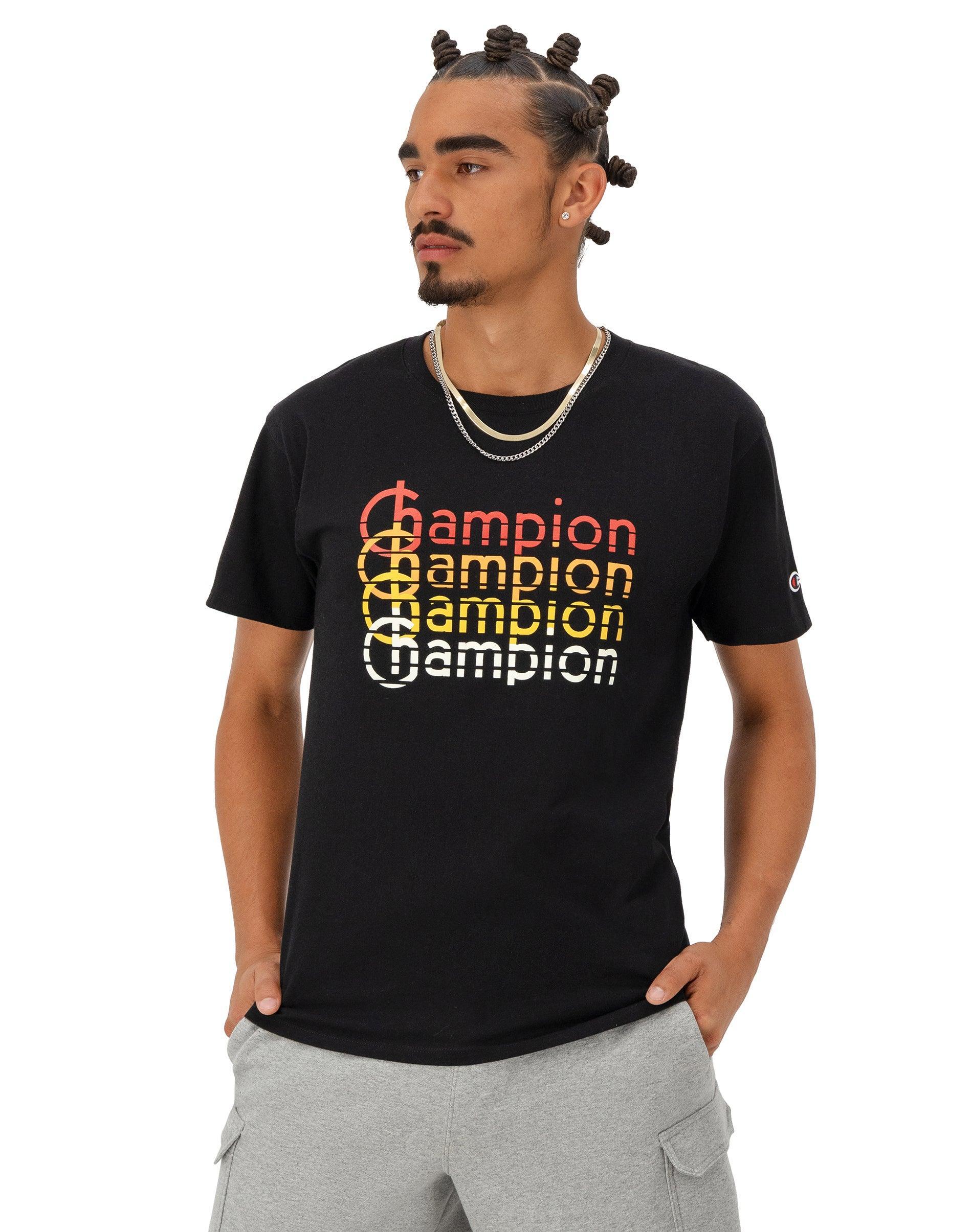 Mens Champion Classic Graphic T-Shirt, Retro Repeat Logo Natural M Product Image