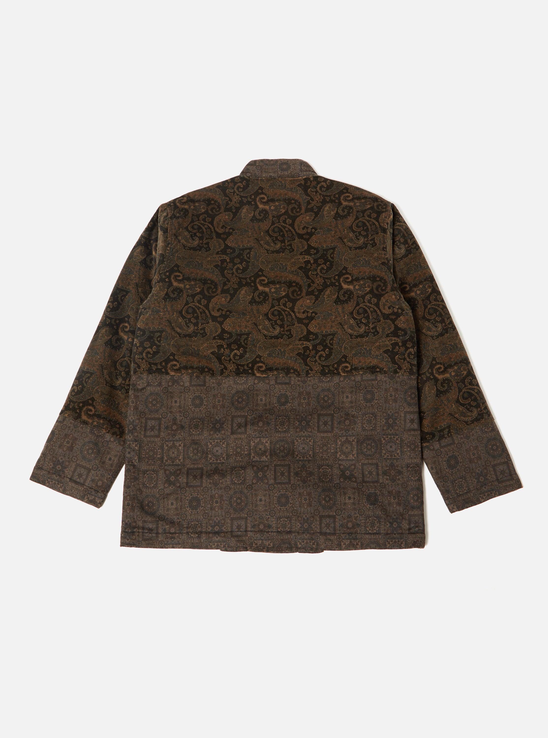 Universal Works Quilted Kyoto Work Jacket in Black Japanese Print Twill/Cord Product Image