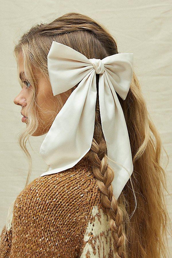 Matte Satin Hair Bow Clip Womens at Urban Outfitters Product Image