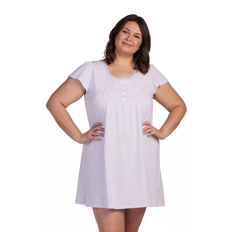 Plus Size Miss Elaine Essentials Silky Knit Short Gown, Womens Purple Product Image