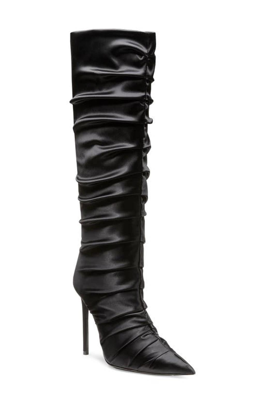 STUART WEITZMAN Stuart Ruche 100 Satin Tall Boots In Black Product Image