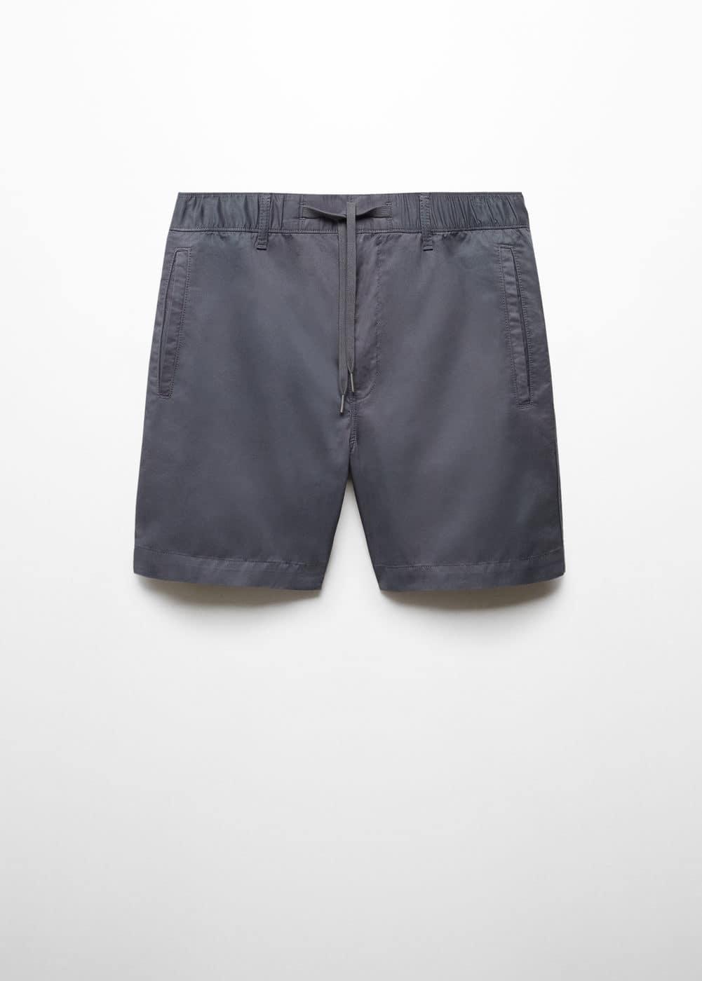 MANGO MAN - 100% cotton drawstring Bermuda shorts indigo blueMen Product Image