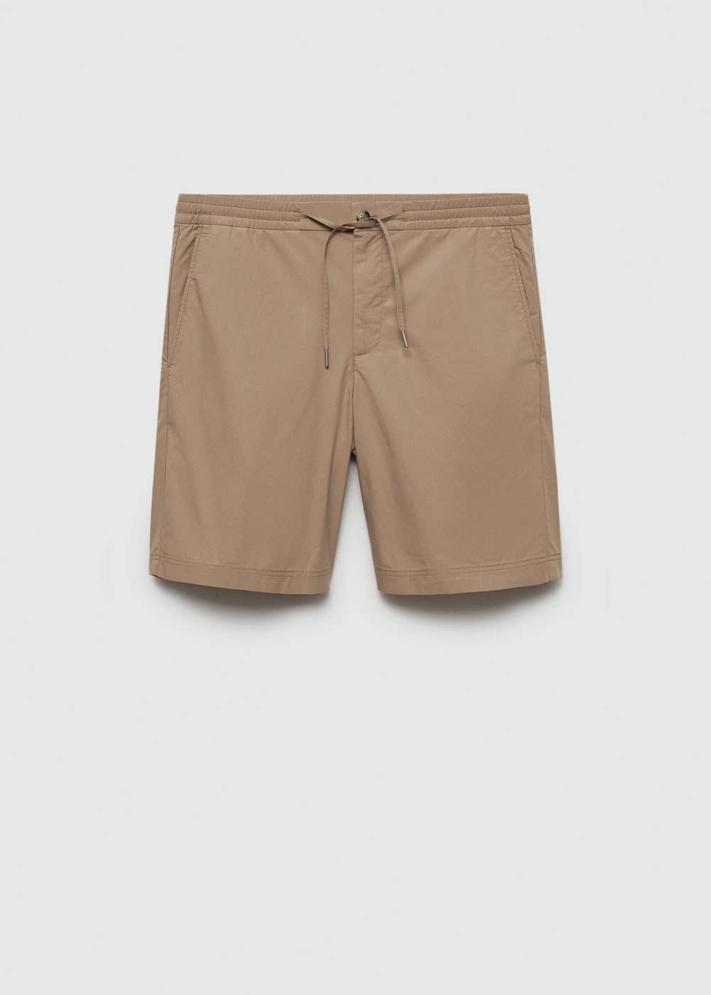 MANGO MAN - 100% cotton drawstring Bermuda shorts beigeMen Product Image