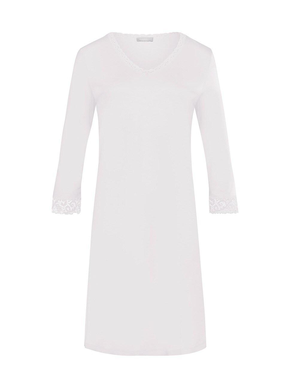 Womens Moments Cotton Lace-Trim Nightgown Product Image