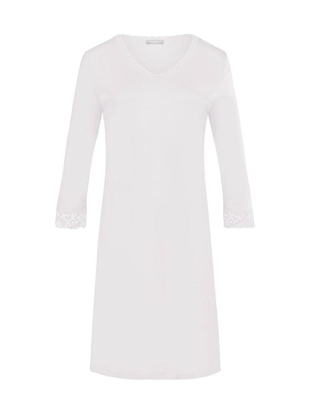 Womens Moments Cotton Lace-Trim Nightgown Product Image