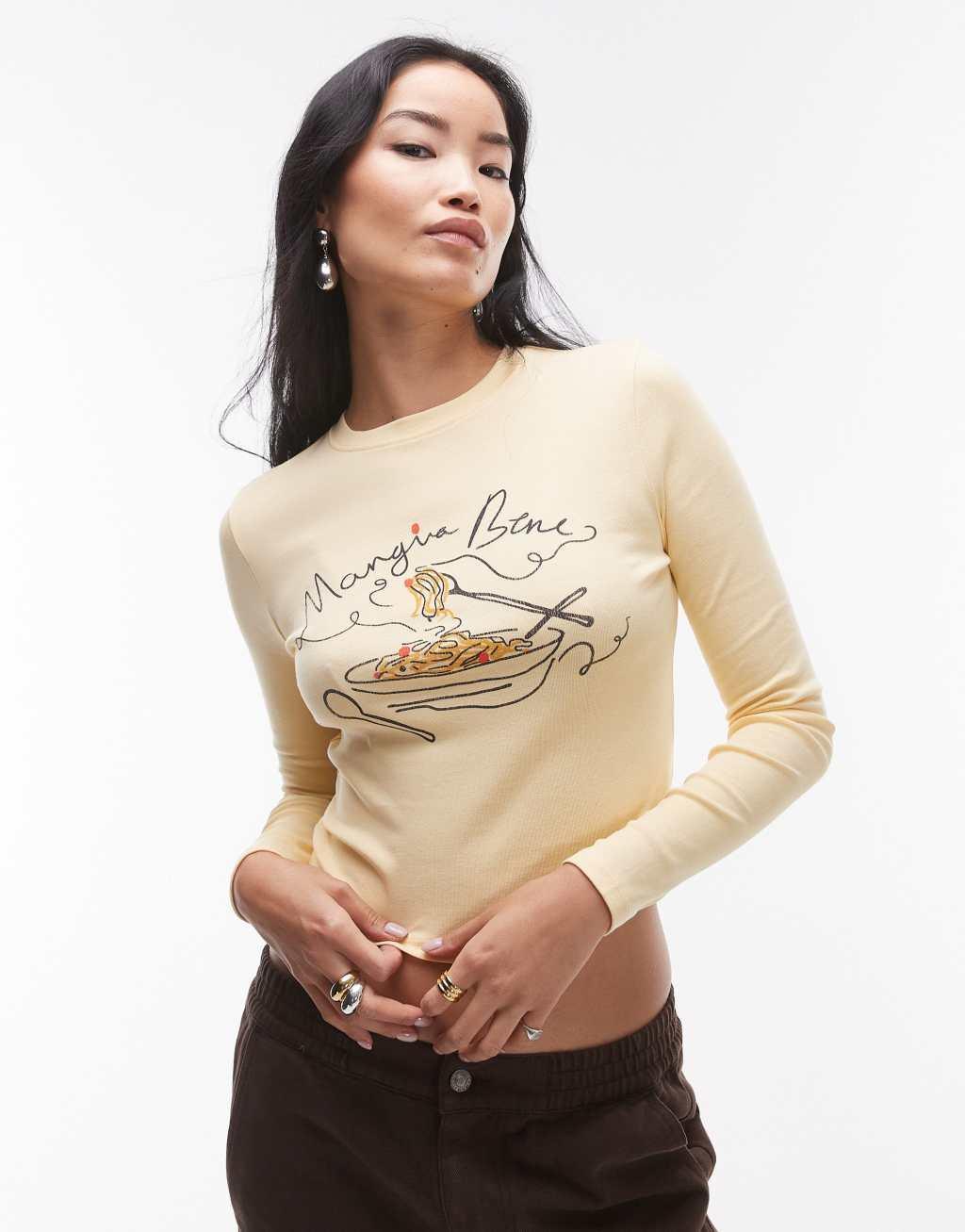 Topshop graphic pasta long sleeve top Product Image