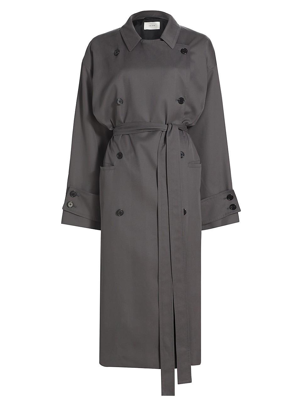 Womens Eric Silk Double-Breasted Trench Coat Product Image