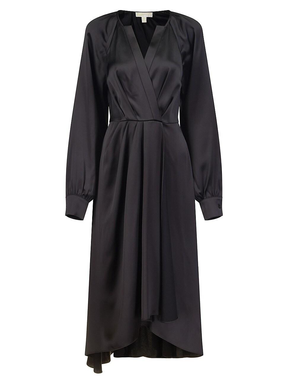 Womens Satin Faux-Wrap Midi-Dress Product Image