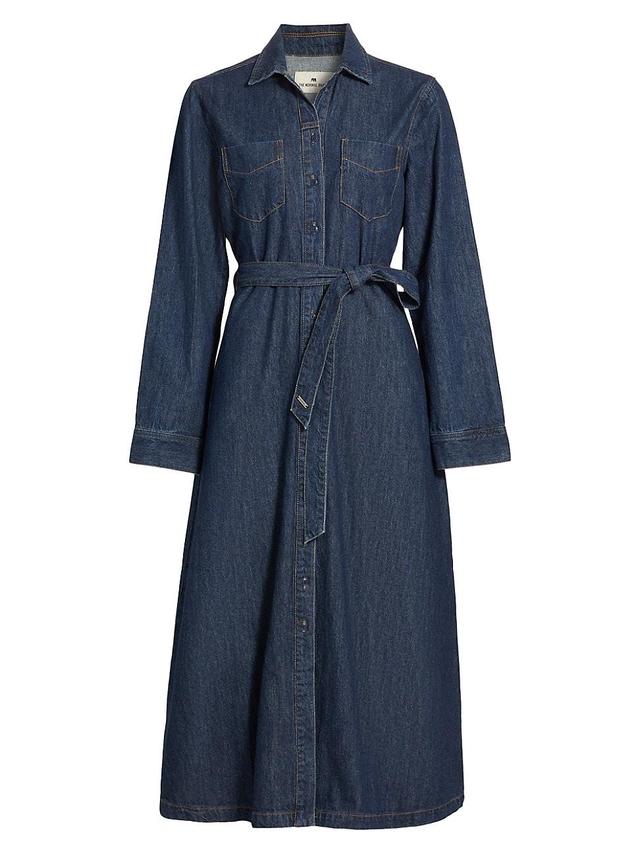 Womens Denim Long-Sleeve Midi-Shirtdress Product Image