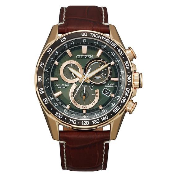 Citizen Mens PCAT Atomic Timekeeping Chronograph Gold Stainless Steel Bracelet Watch Product Image