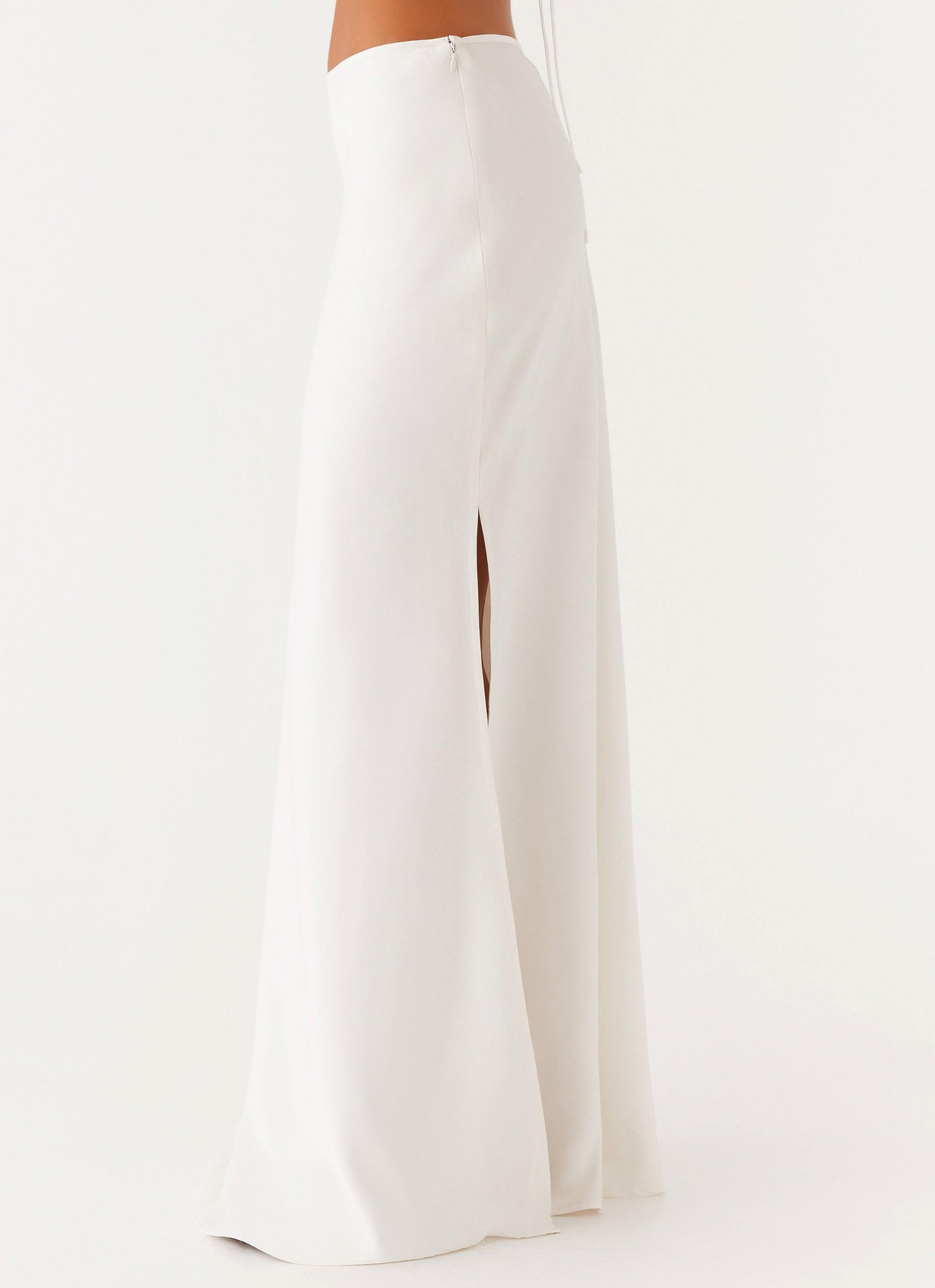 Mina Satin Maxi Skirt - White Product Image