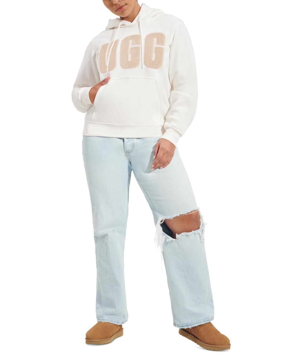 UGG Womens Rey UGGfluff Logo Hoodie Fleece Product Image