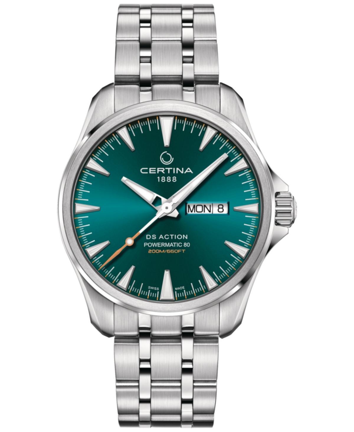 Certina Mens Swiss Automatic Ds Action Stainless Steel Bracelet Watch 41mm - Green Product Image