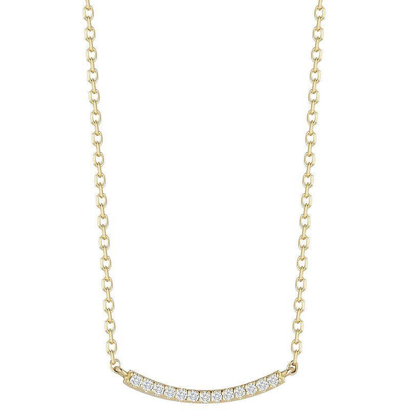 LUMINOR GOLD 14k Gold Diamond Accent Curved Bar Pendant Necklace, Womens Product Image