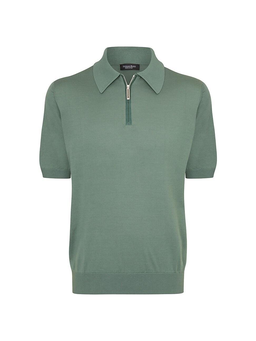 Mens Silk and Crocodile Zip Polo Shirt Product Image