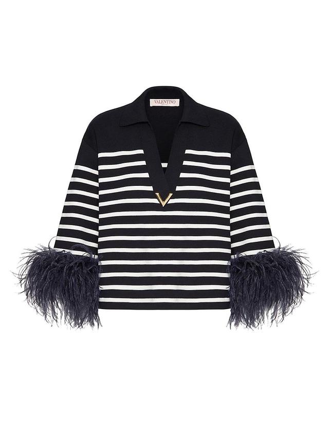 Womens Cotton Sweater with Feathers Product Image