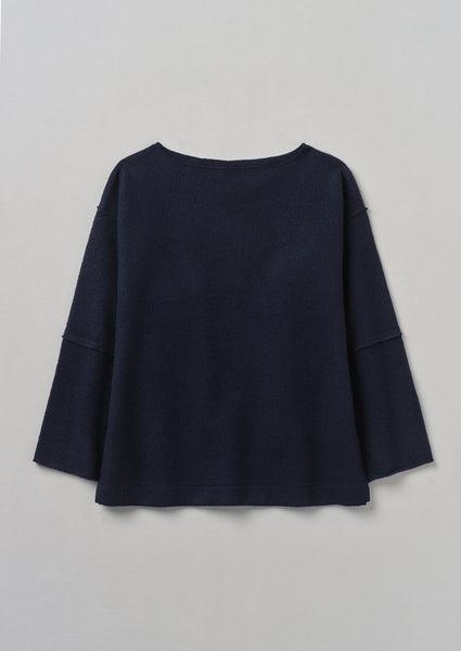 Panelled Boiled Wool Sweater | Navy Product Image