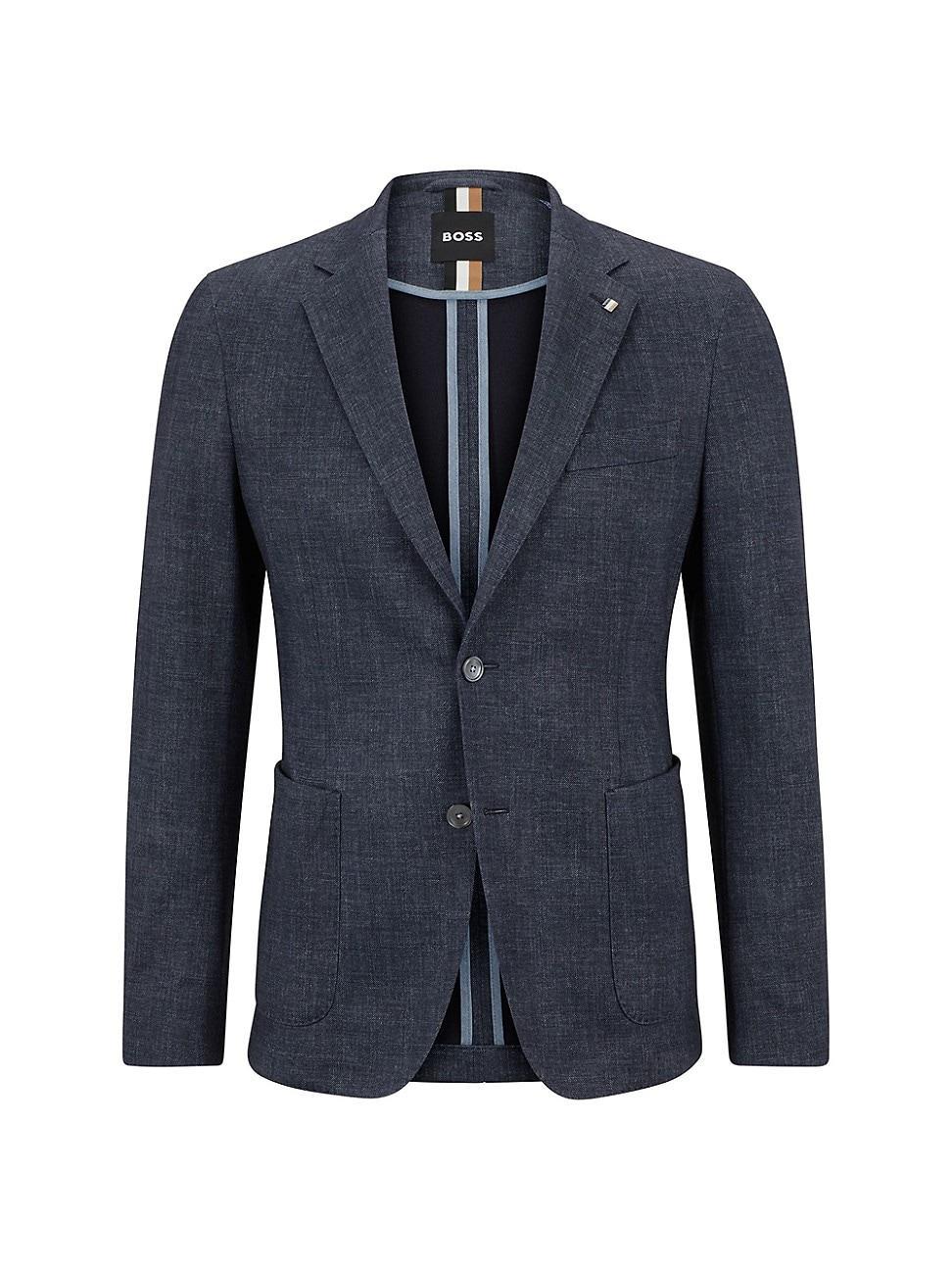 Mens Slim-fit jacket in micro-patterned stretch jersey Product Image