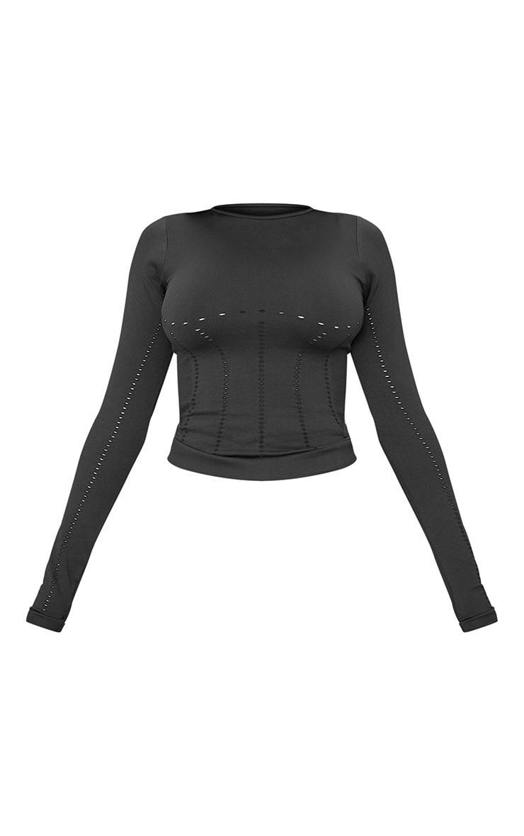 Black Textured Rib Zip Up High Neck Top Product Image