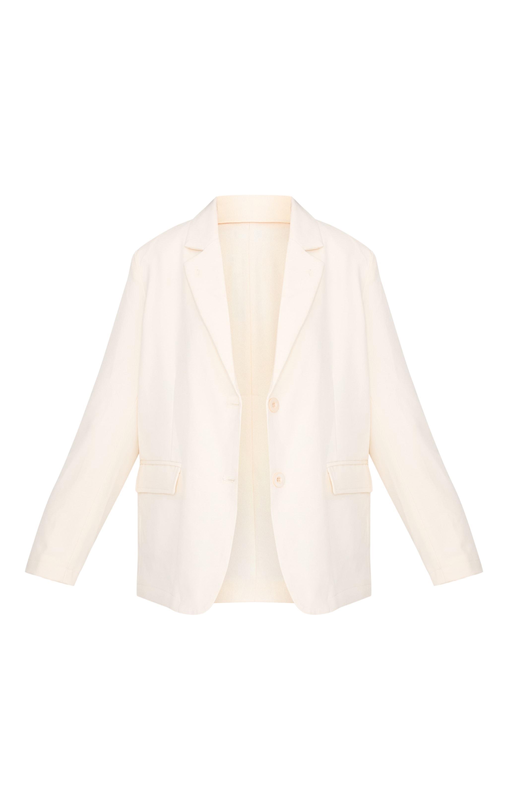 Ecru Seam Detail Structured Oversized Blazer Product Image