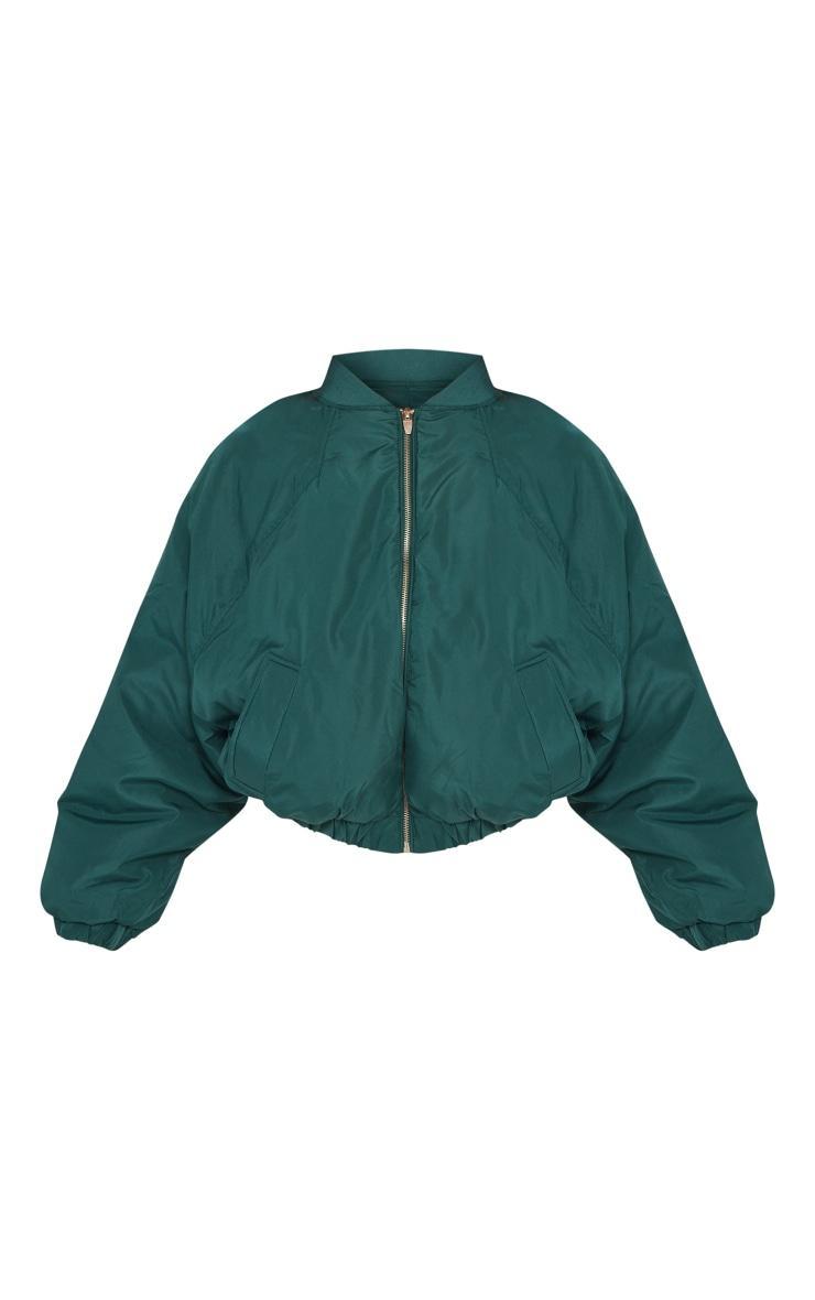 Forest Green Zip Up Puffer Bomber Jacket Product Image