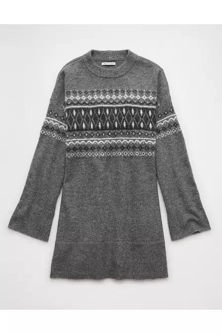 AE Crew Neck Fair Isle Sweater Mini Dress Womens Product Image