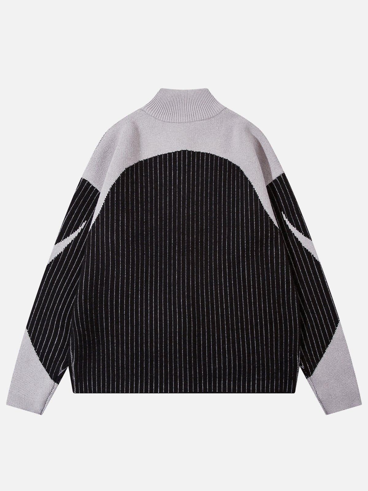 Aelfric Eden Color Blocking Stripe Turtleneck Cardigan Product Image