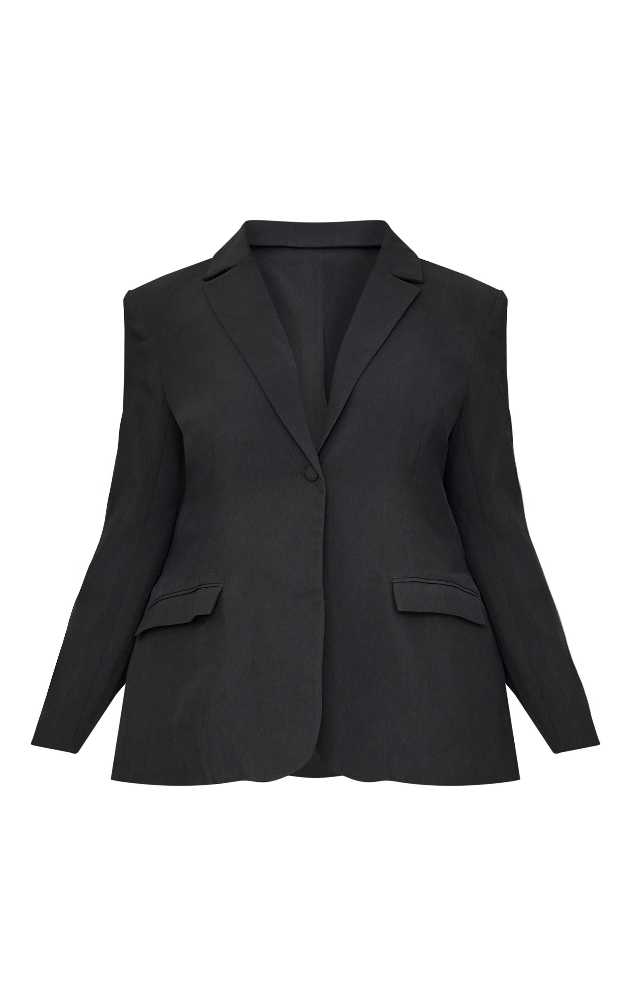 Plus Black Woven Fitted Premium Blazer Product Image